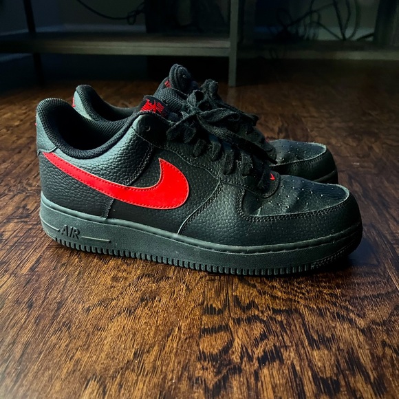 air force 1 black red swoosh